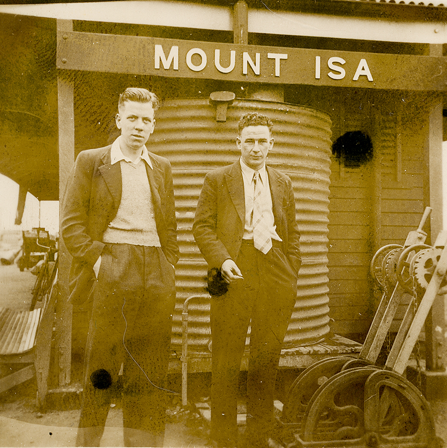 Two men at Mount Isa Railway Station 