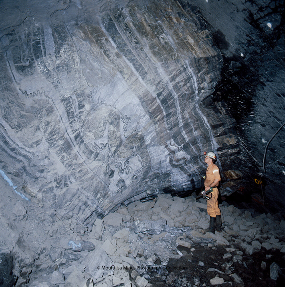 12 Orebody mining engineer inspecting in lead mine, Mount Isa Mines, August 1989