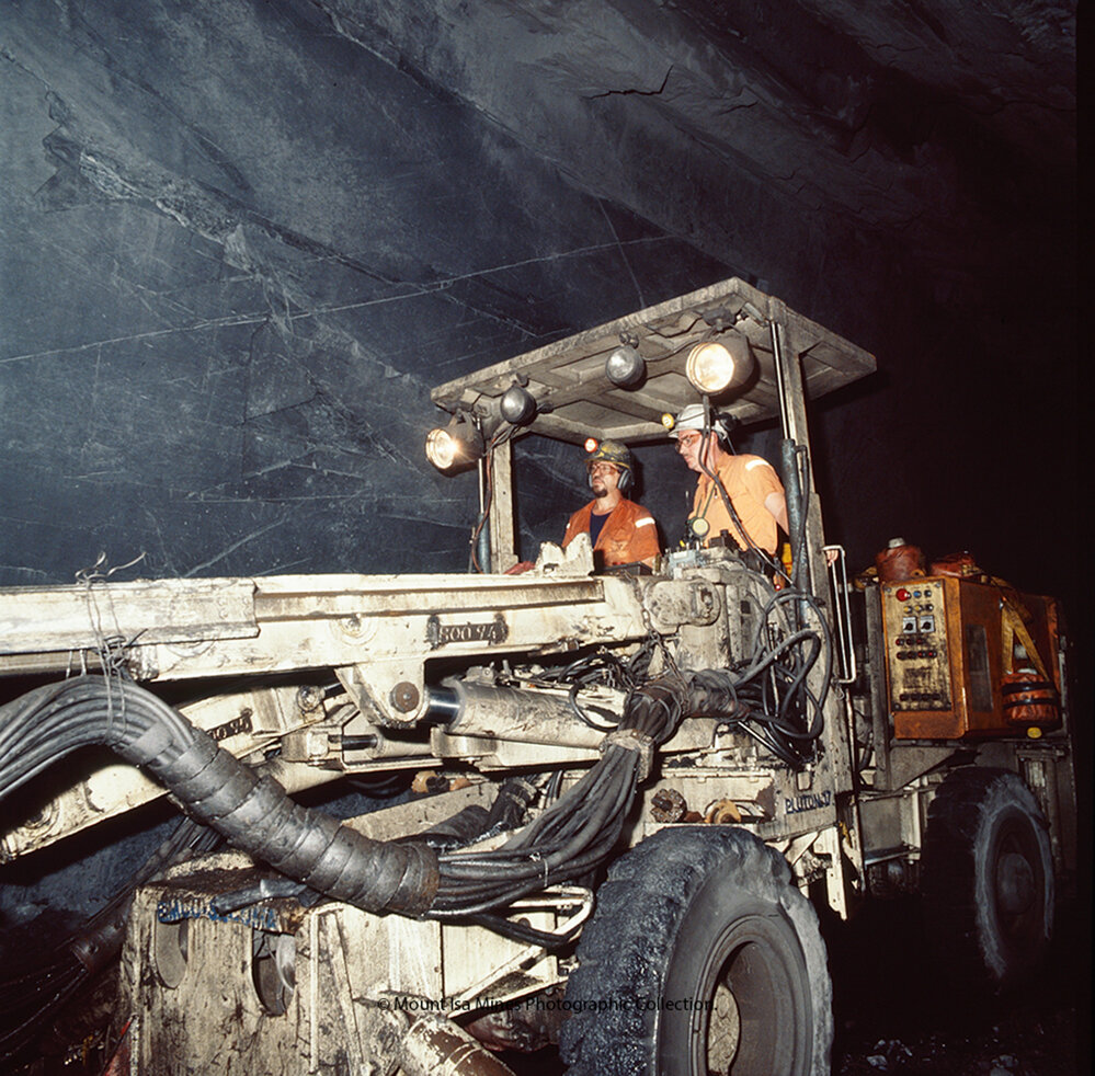 Pluton charging face in lead mine, Mount Isa Mines, December 1989