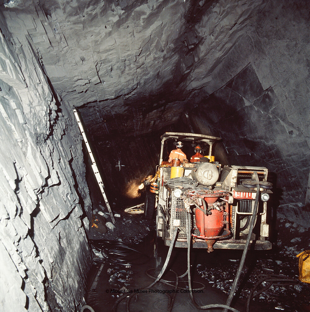 Pluton charging face in lead mine, Mount Isa Mines, December 1989