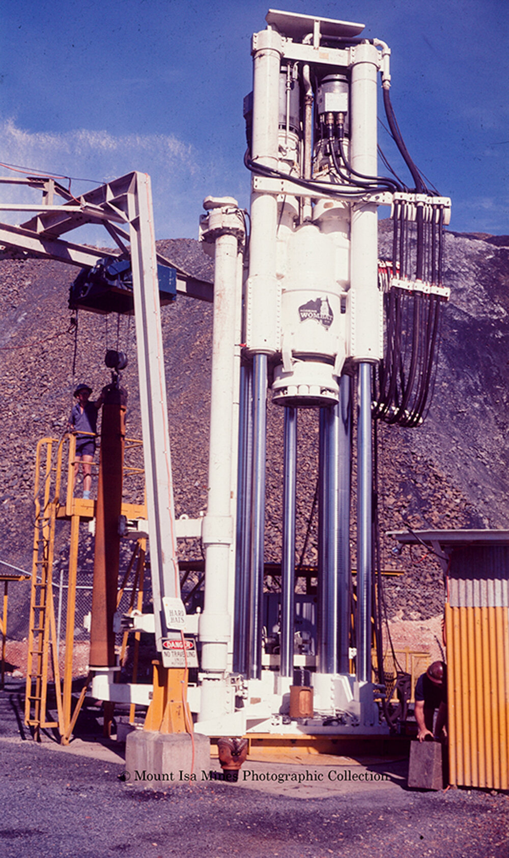 Robbins 81R raise borer wombat at north end, Mount Isa Mines, c.1971