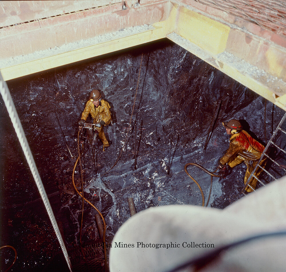 Shaft sinking handheld drilling, Mount Isa Mines, c.1980s