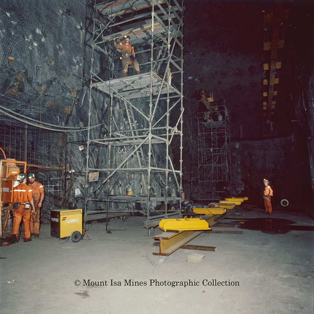 21C workshop under construction in copper mine, Mount Isa Mines, January 1990