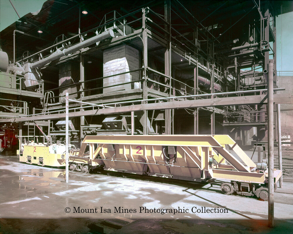 Charge car at Lead Smelter, Mount Isa Mines
