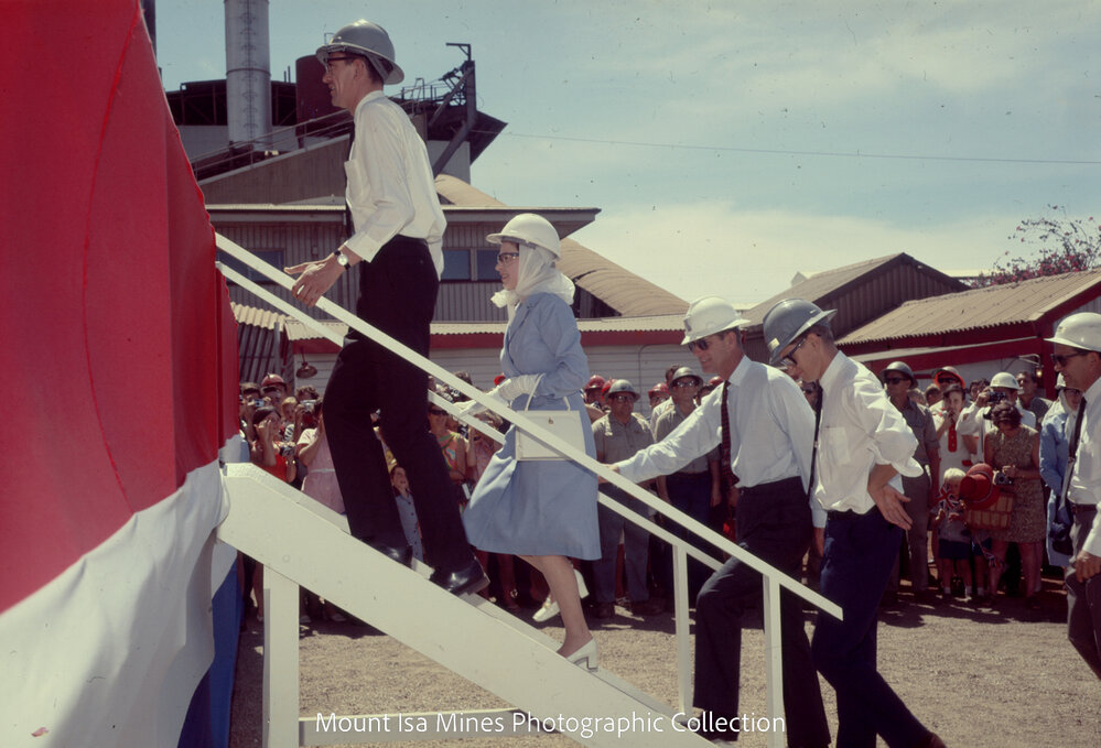 Queen Elizabeth II and Prince Philip at Copper Smelter, Mount Isa Mines, April 1970