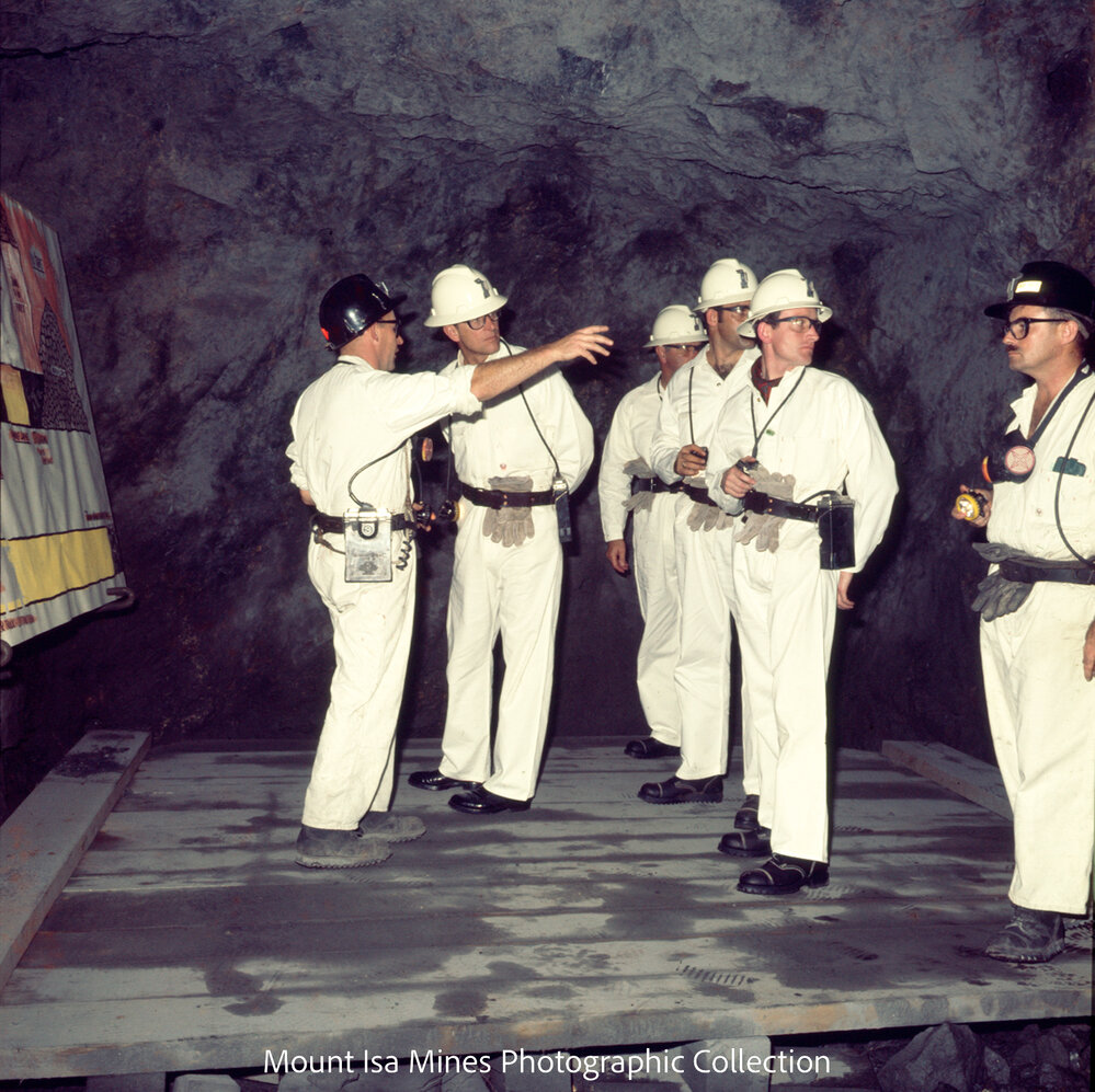 Prince Philip at underground, Mount Isa Mines, April 1970