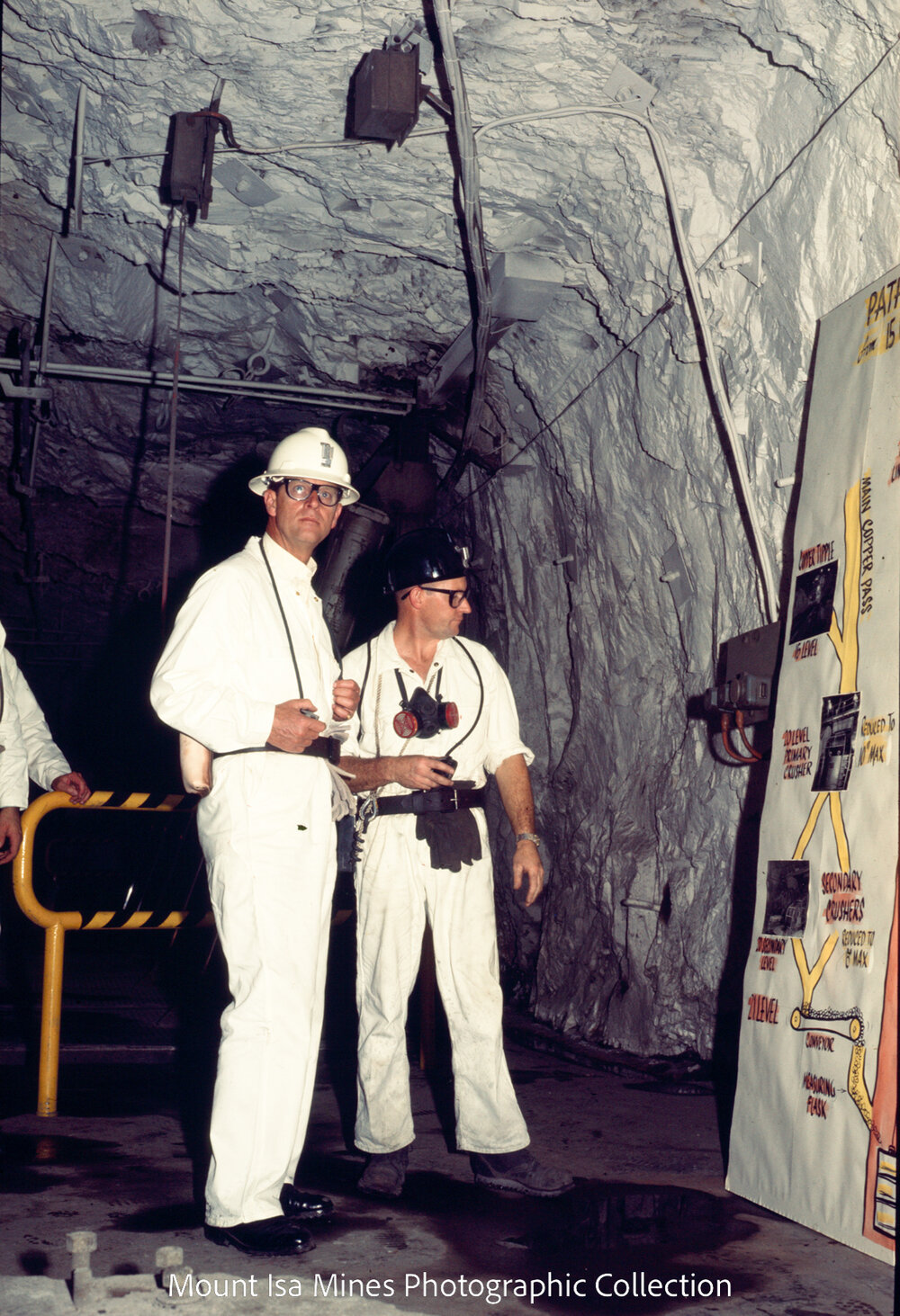 Prince Philip at underground, Mount Isa Mines, April 1970
