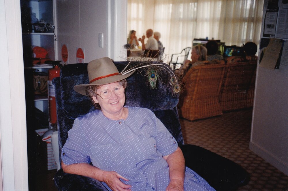 Valerie Brown wearing hat