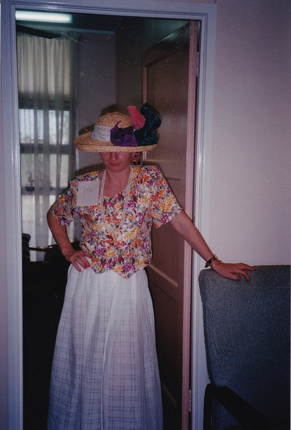 Woman wearing fancy hat