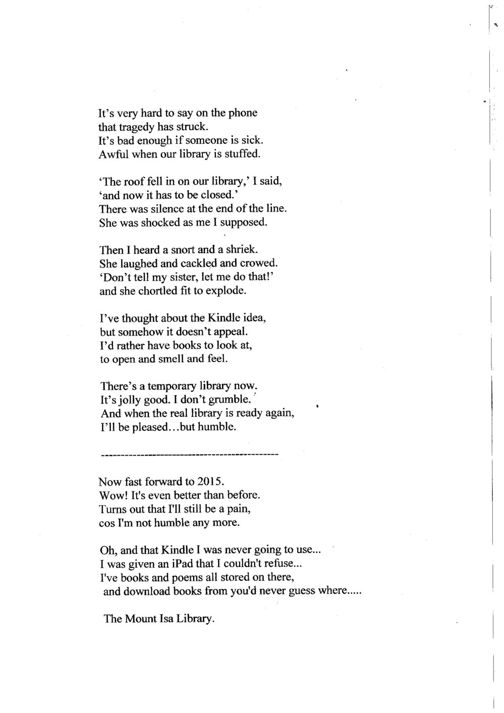 The Mount Isa Library poem, July 2012 | Isa in Images