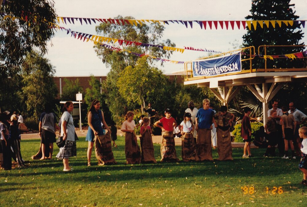 Australia Day potato sack race, January 1998