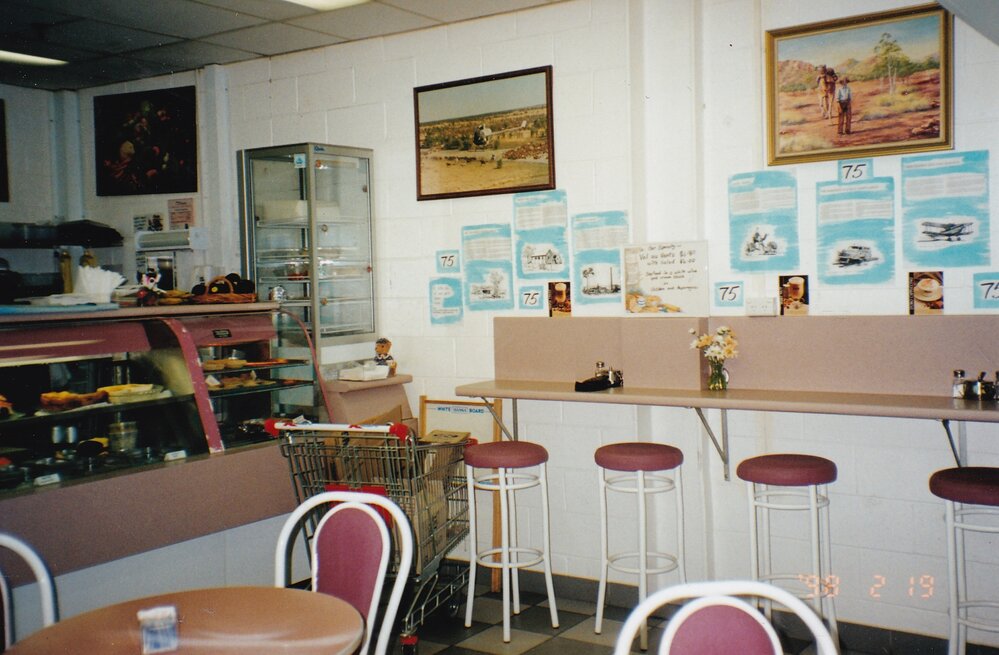 Local cafe decorated for Mount Isa's 75th celebration, February 1998