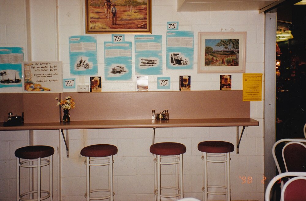Local cafe decorated for Mount Isa's 75th celebration, February 1998