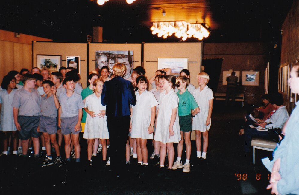 St Joseph's Catholic School students at event at Civic Centre, August 1998