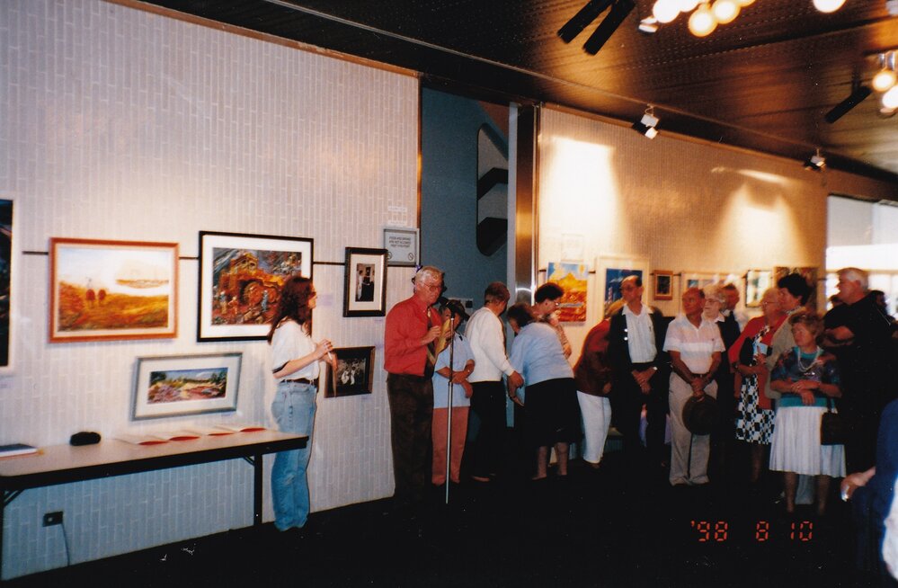 Art contest presentation at 75th celebration event, c.1998
