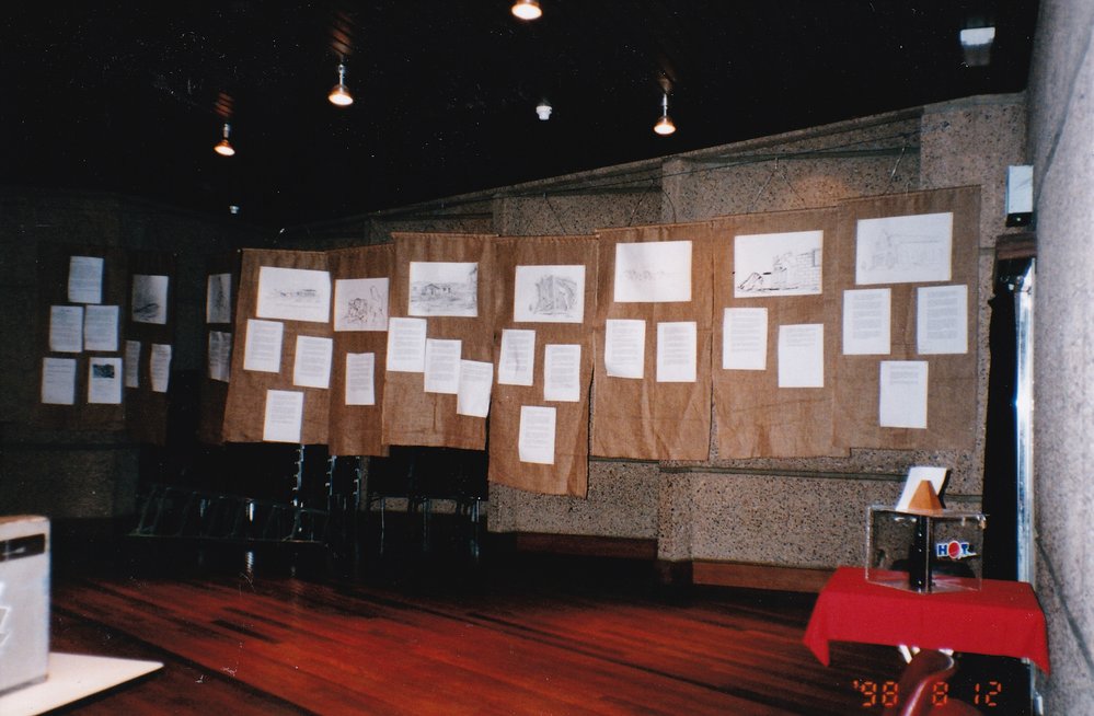 Drawings and writings displayed at event, c.1998
