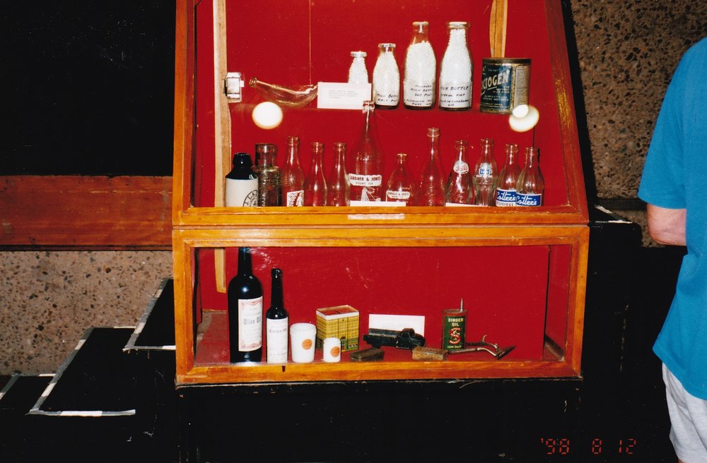Vintage bottle and item display, c.1998