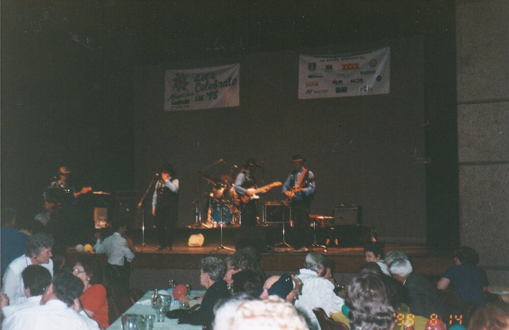 Band playing at Civic Centre celebration, c.1998