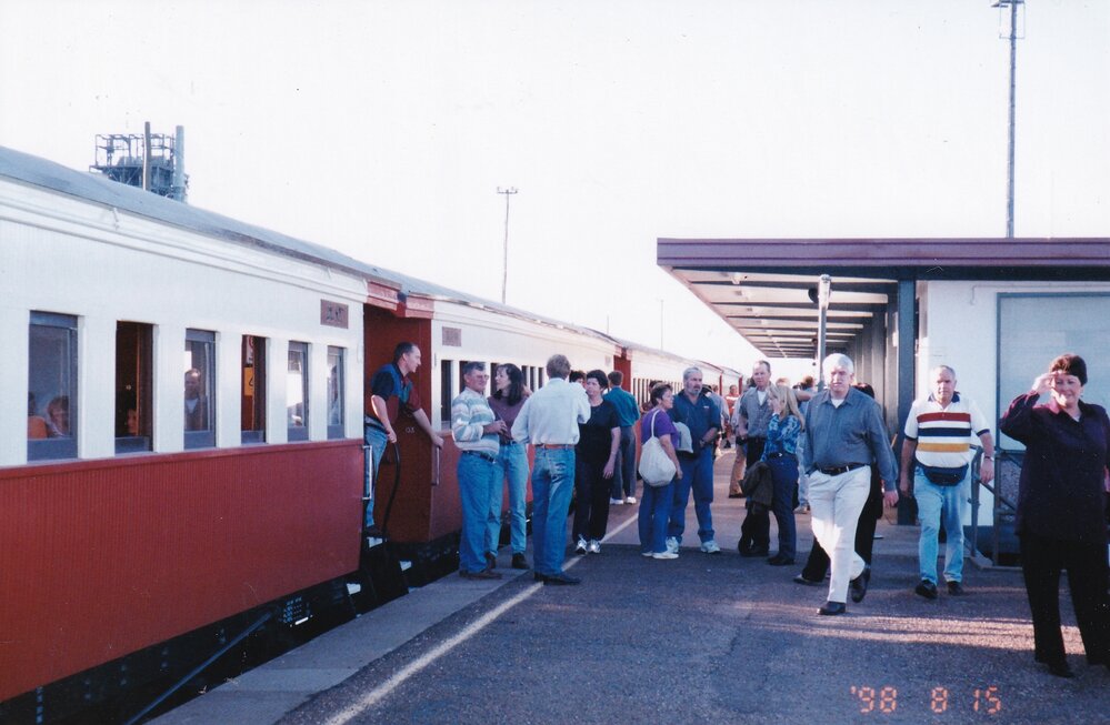 Visitors disembarking from train, c.1998