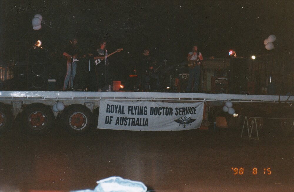 Band performing at Royal Flying Doctors event, c.1998