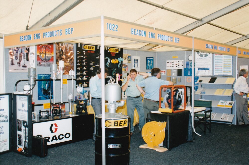 Beacon ENG Products booth at Queensland Mining Exhibition, c.1995