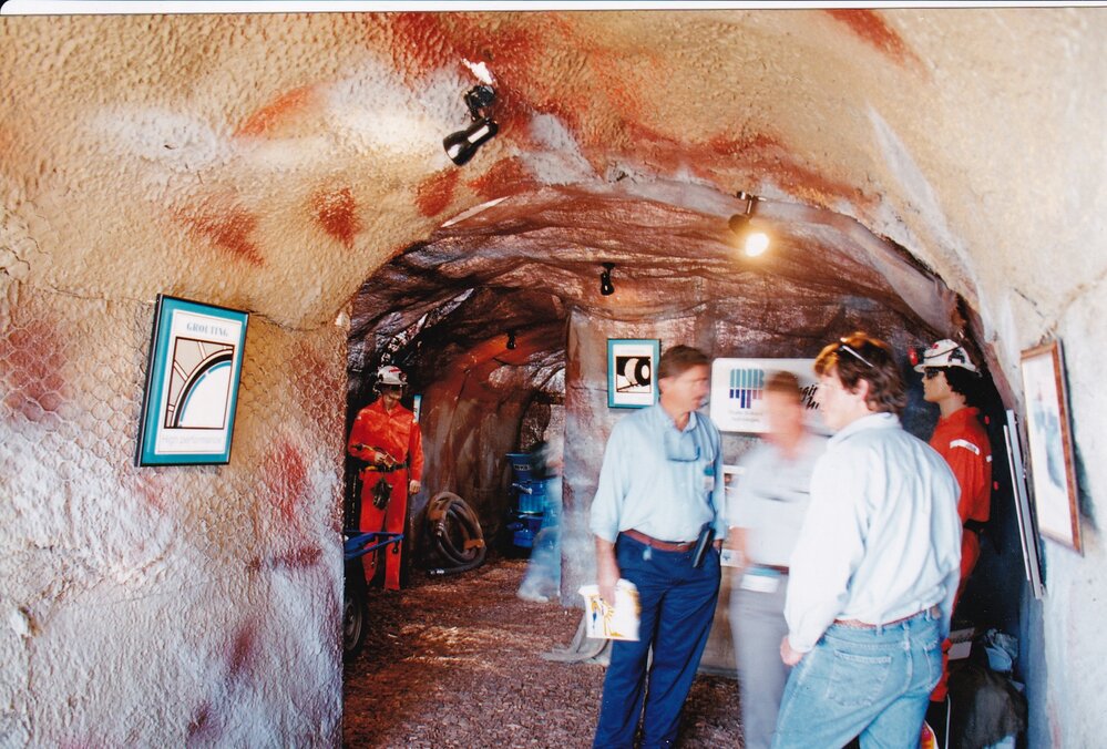 Interactive mining tunnel at Queensland Mining Exhibition, c.1995