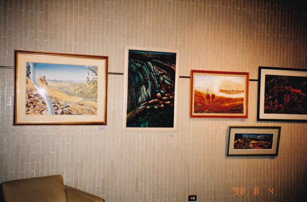 Collection of paintings at Civic Centre event, c.1998