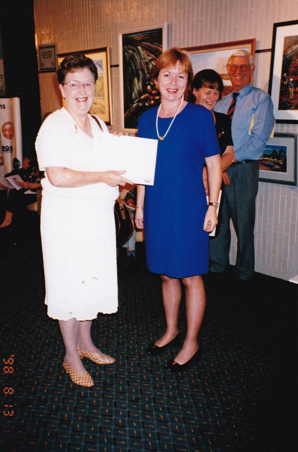 Recipient of award at Civic Centre artwork event, c.1998