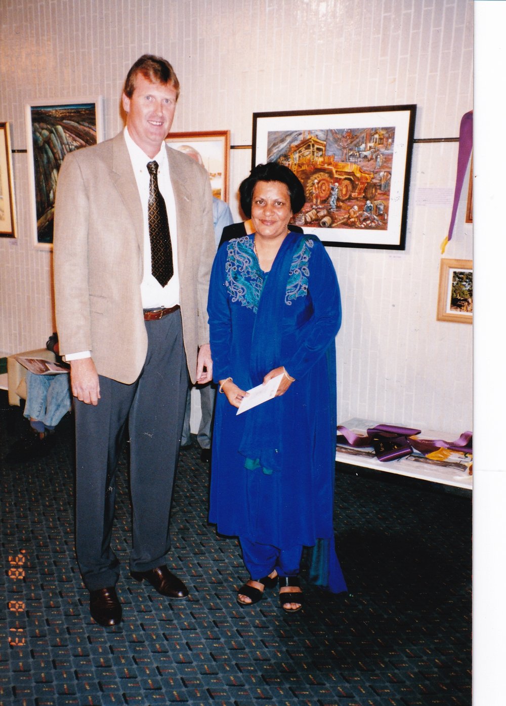 Recipient of award at Civic Centre artwork event, c.1998