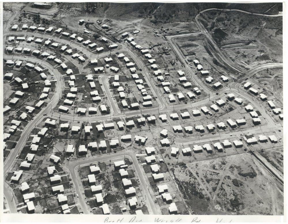 Aerial view of Healy, February 1973