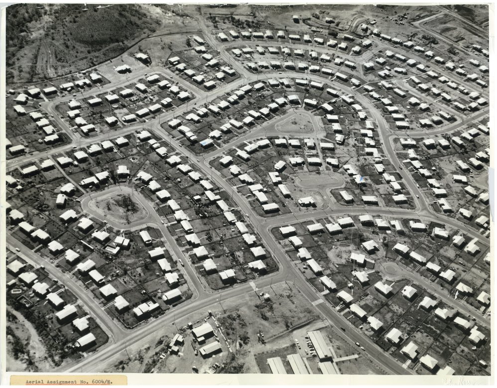 Aerial view of Healy, February 1973