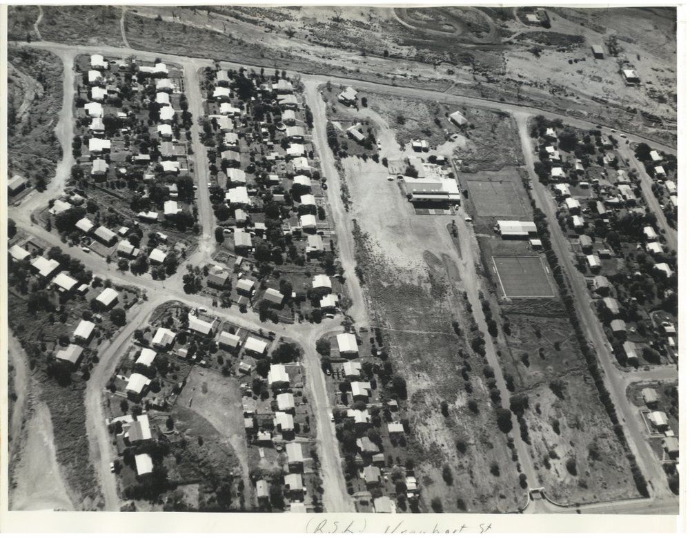 Aerial view of Soldiers Hill and Miles End, February 1973