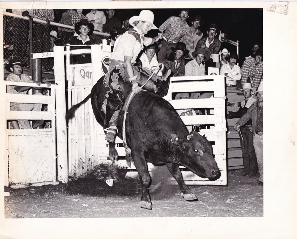 Bull riding cowboy