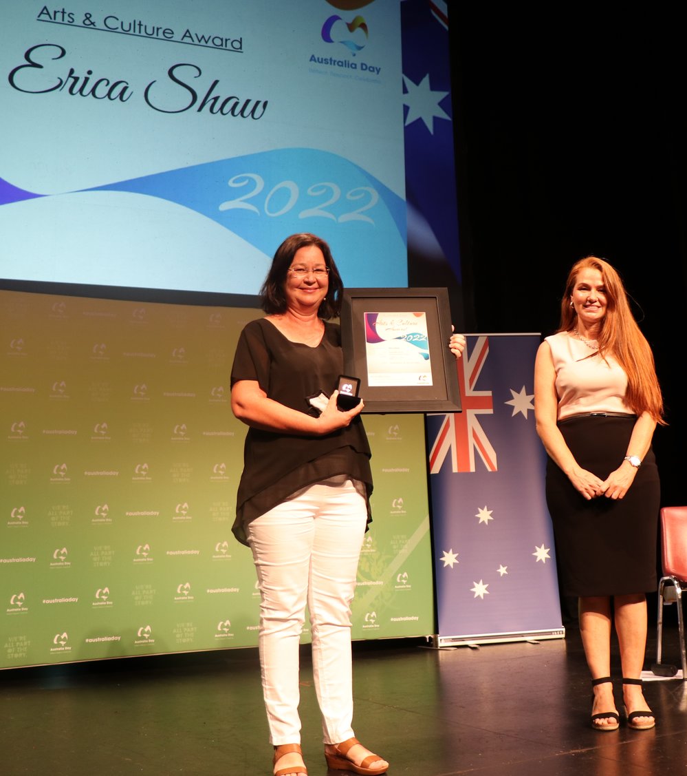 Erica Shaw receives Arts &amp; Culture Award, January 2022