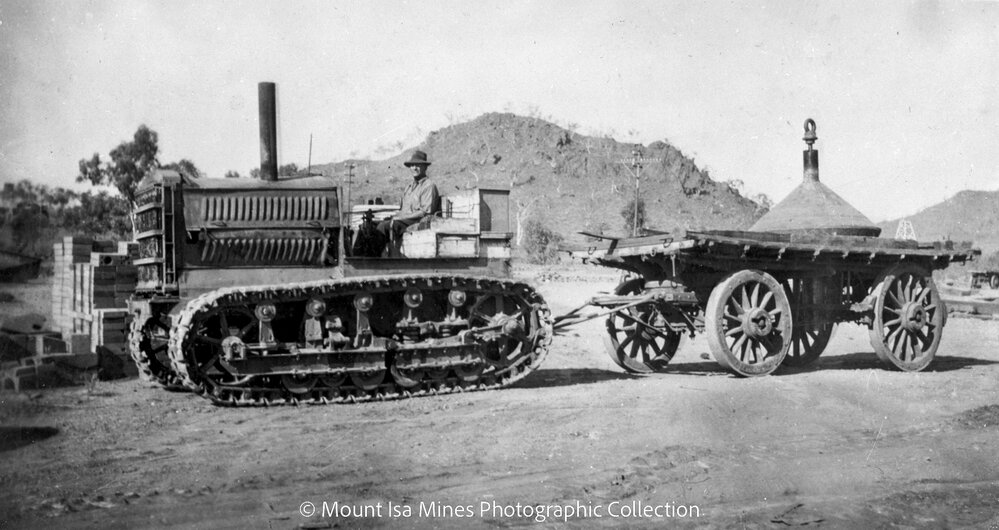 Holt crawler tractor and trailer, c.1929