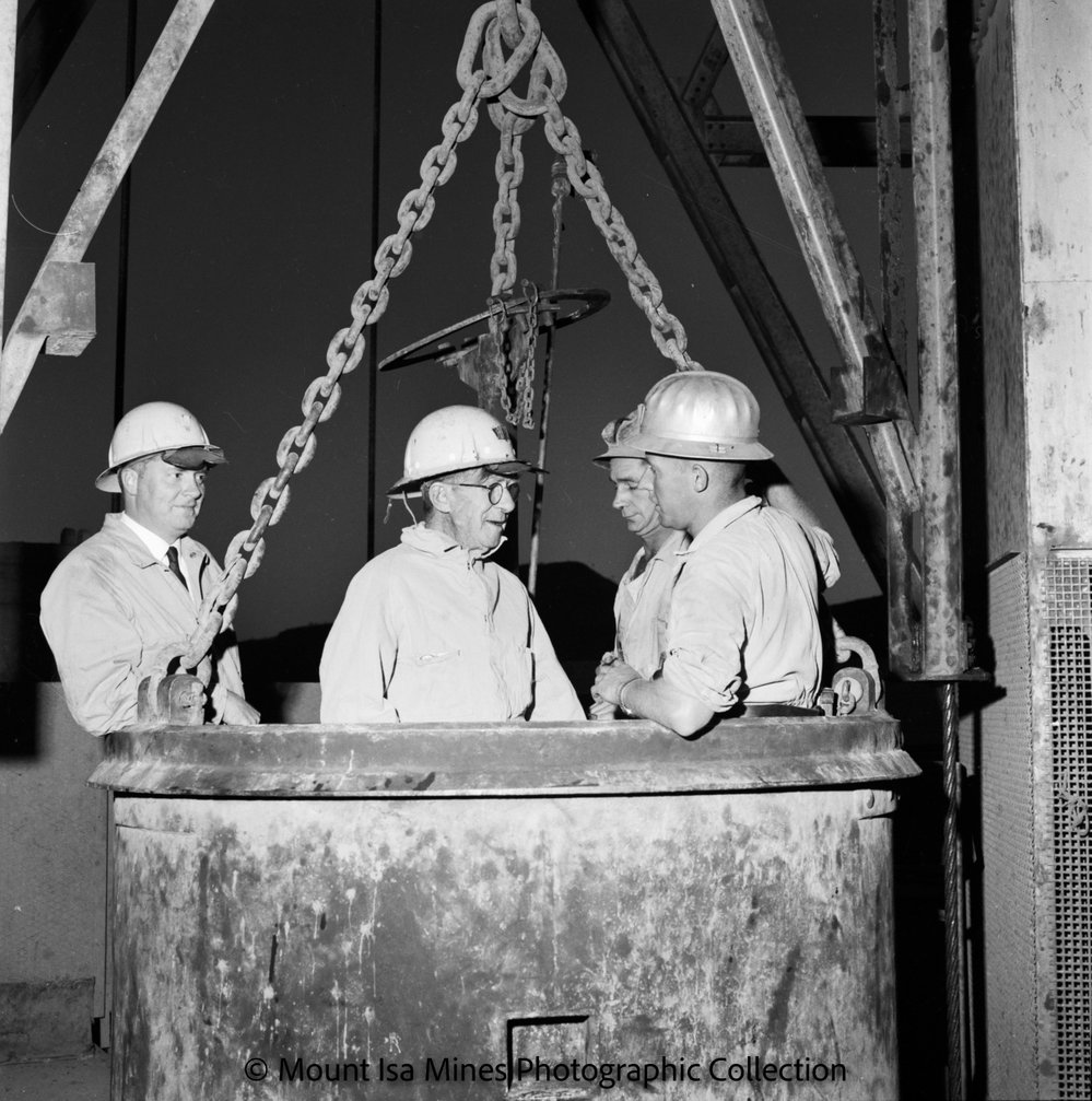 John Campbell Miles in K57 shaft, Mount Isa Mines, August 1962