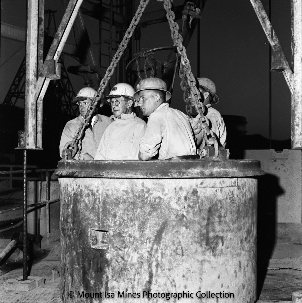 John Campbell Miles in K57 shaft, Mount Isa Mines, August 1962