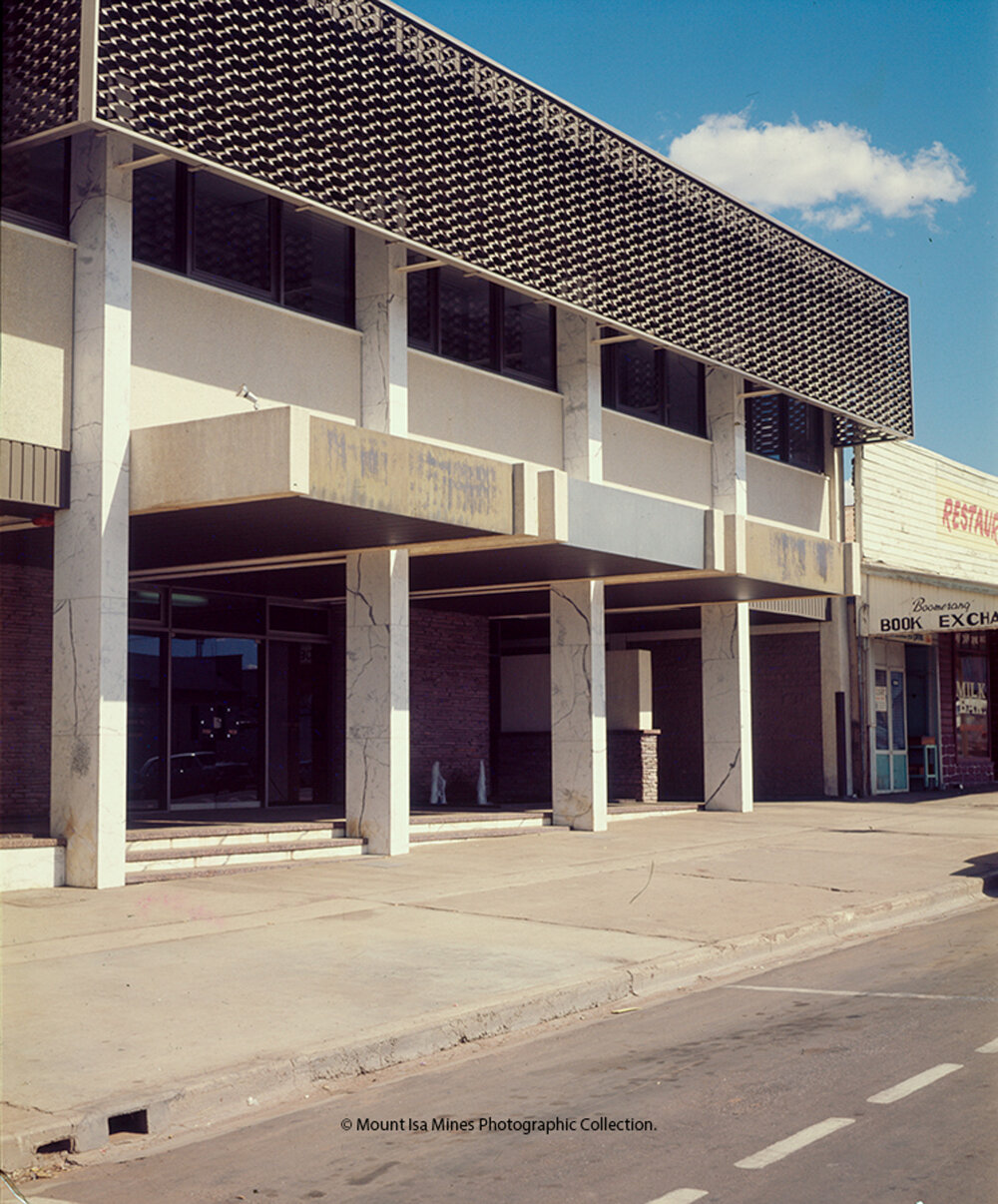 MLC Building and Boomerang Book Exchange Miles Street, c. 1970s.