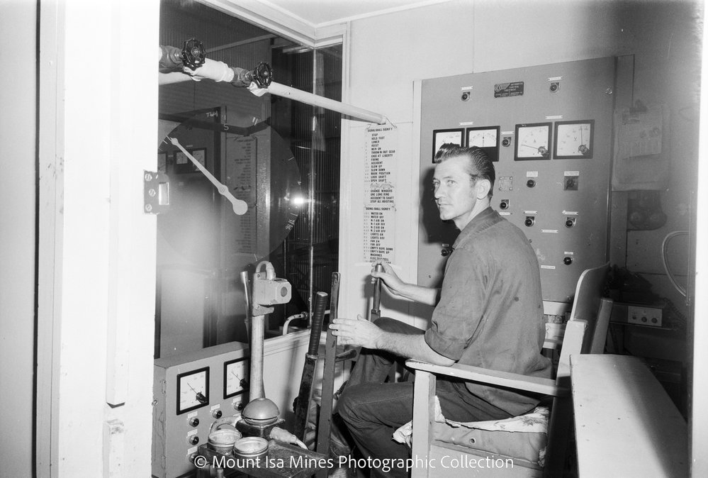 George Mackenzie Kibble winder driver, Mount Isa Mines, April 1972