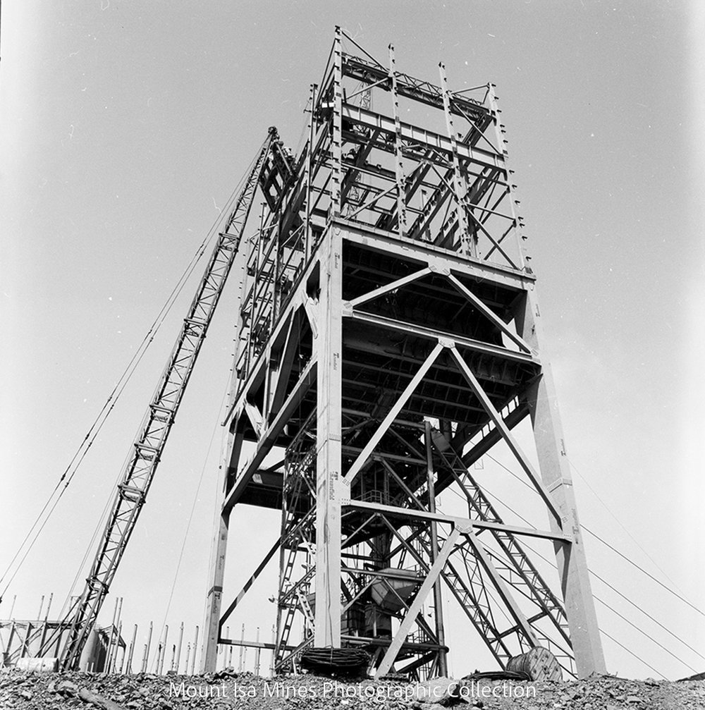 K57 (R62) Headframe Progress, Mount Isa Mines, September 1963
