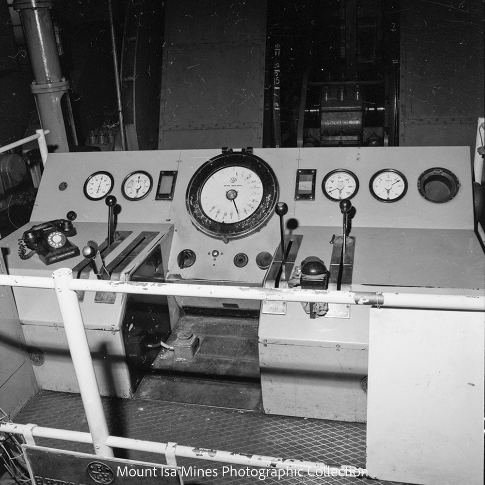 Drivers' controls Man and Supply Shaft Winder, Mount Isa Mines, November 1963
