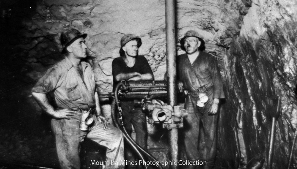 Boring Machine Set up underground ca 1933 Mount Isa Mines