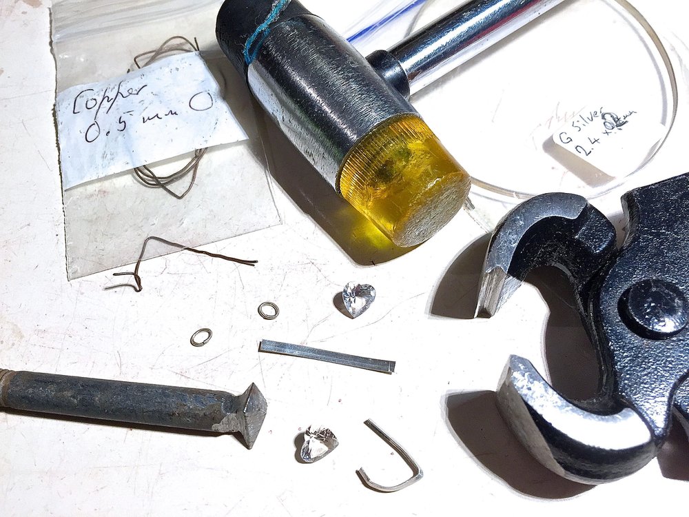 Lapidary Club's faceted topaz hearts ready to be set, April 2018