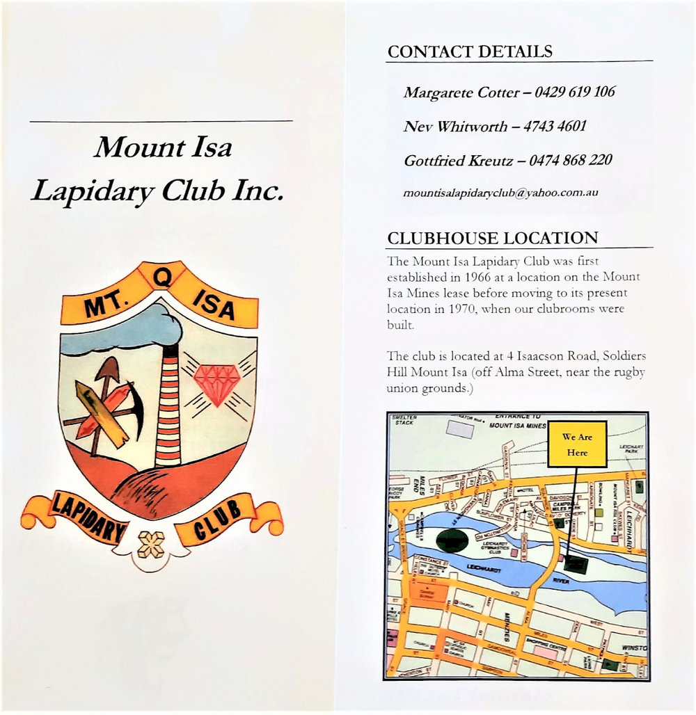 Mount Isa Lapidary Club leaflet