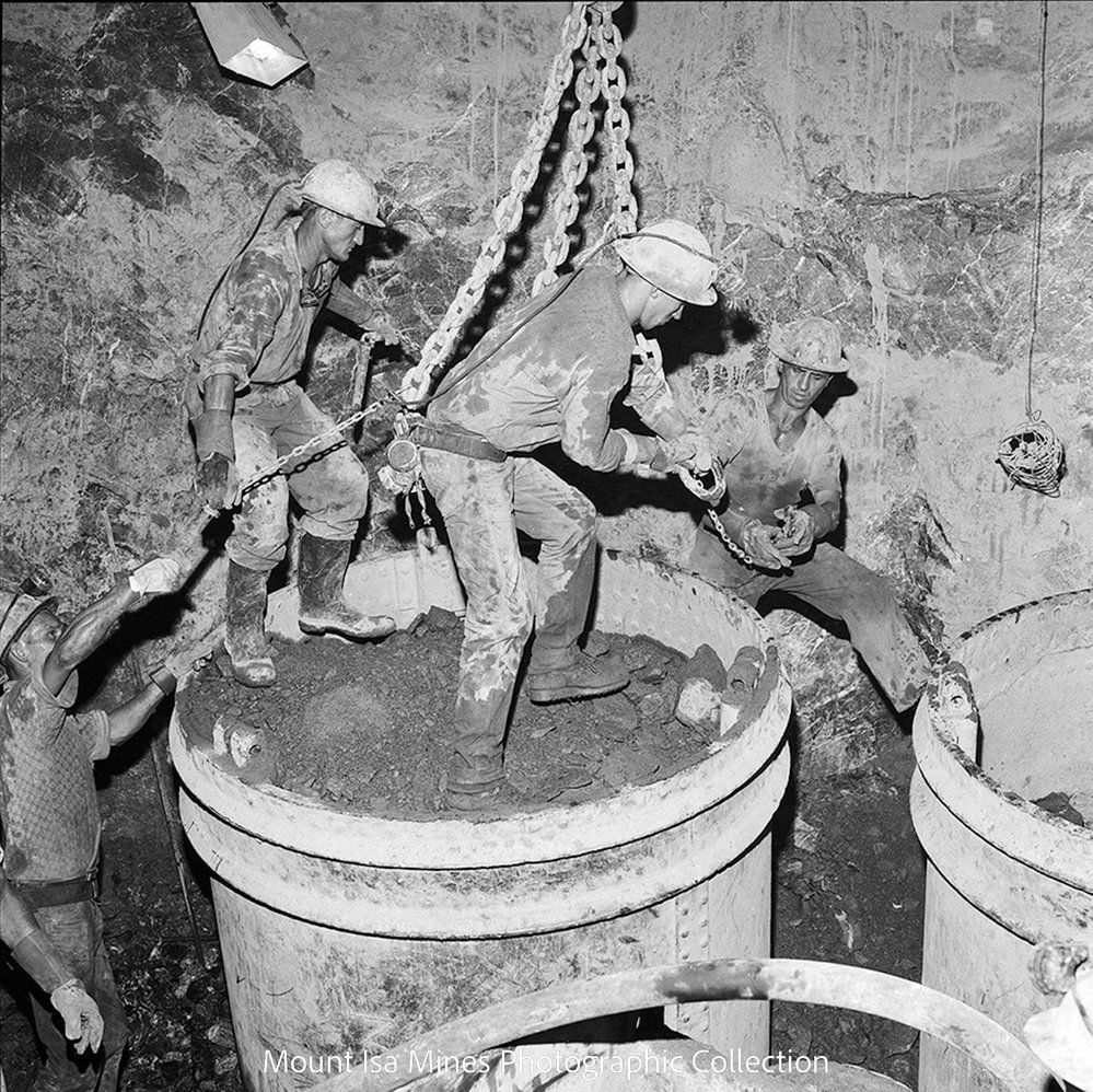 K57 (R62) Last Muck and Blow changing Kibbles, Mount Isa Mines, January 1964