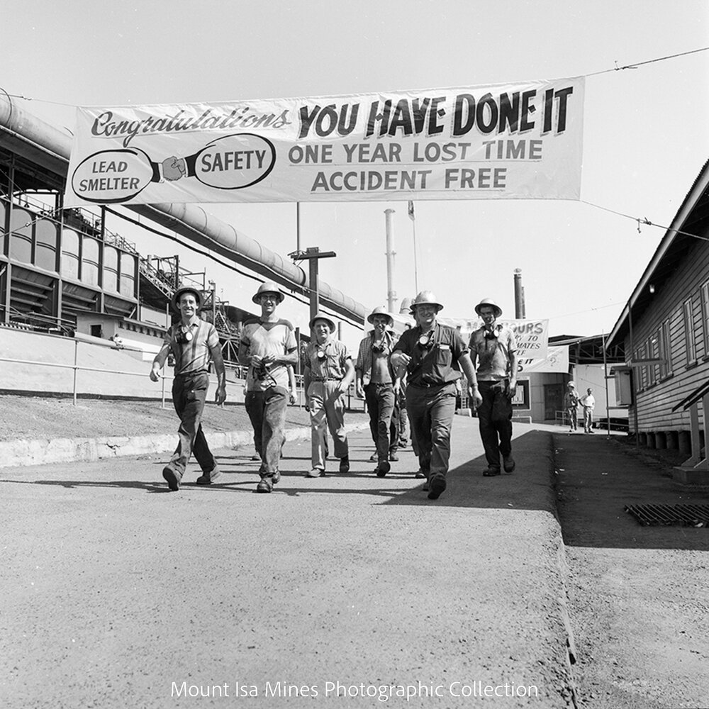 Lead Smelter accident free year, Mount Isa Mines, January 1964