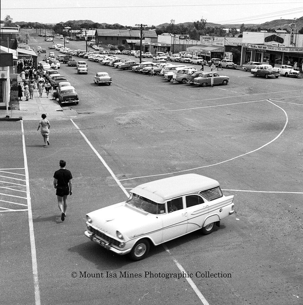 Street traffic, Mount Isa City, February 1964