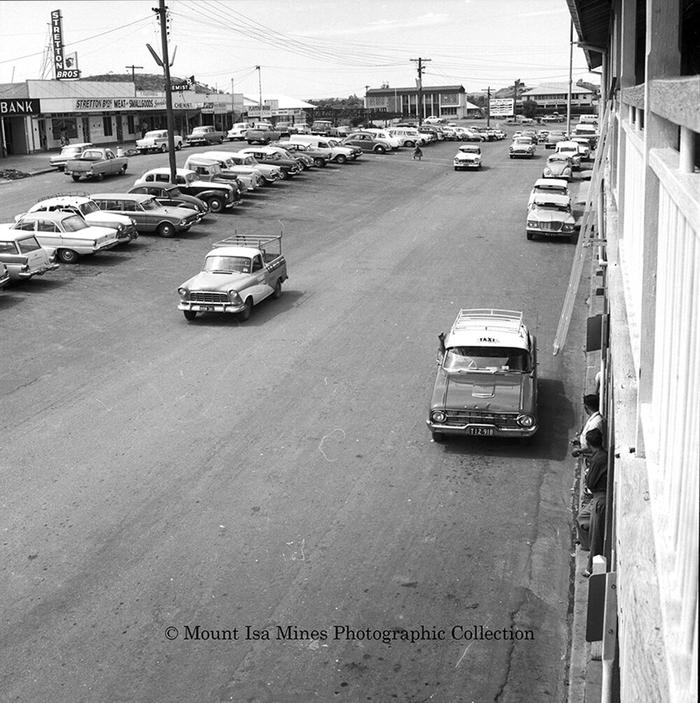 Street traffic, Mount Isa City, February 1964