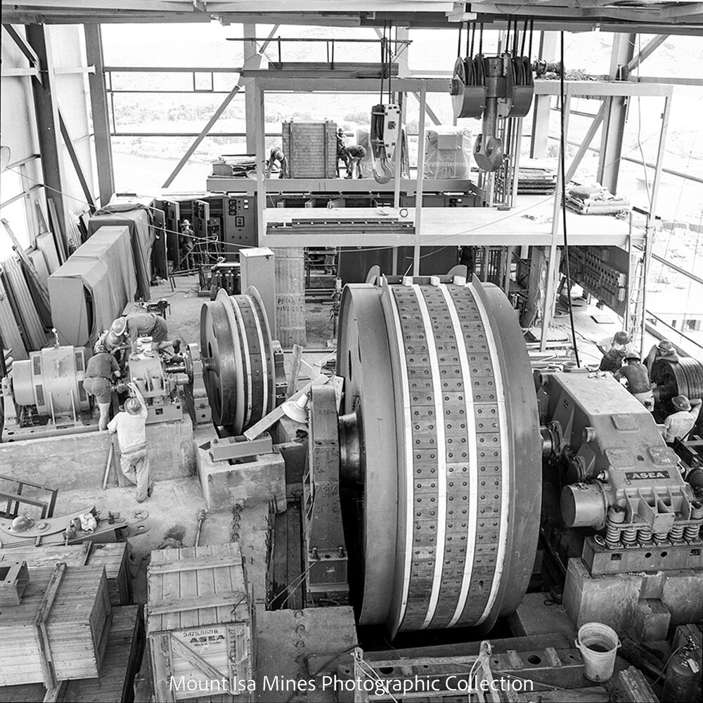Main Winder Drum and Flea Installation, Mount Isa Mines, April 1964