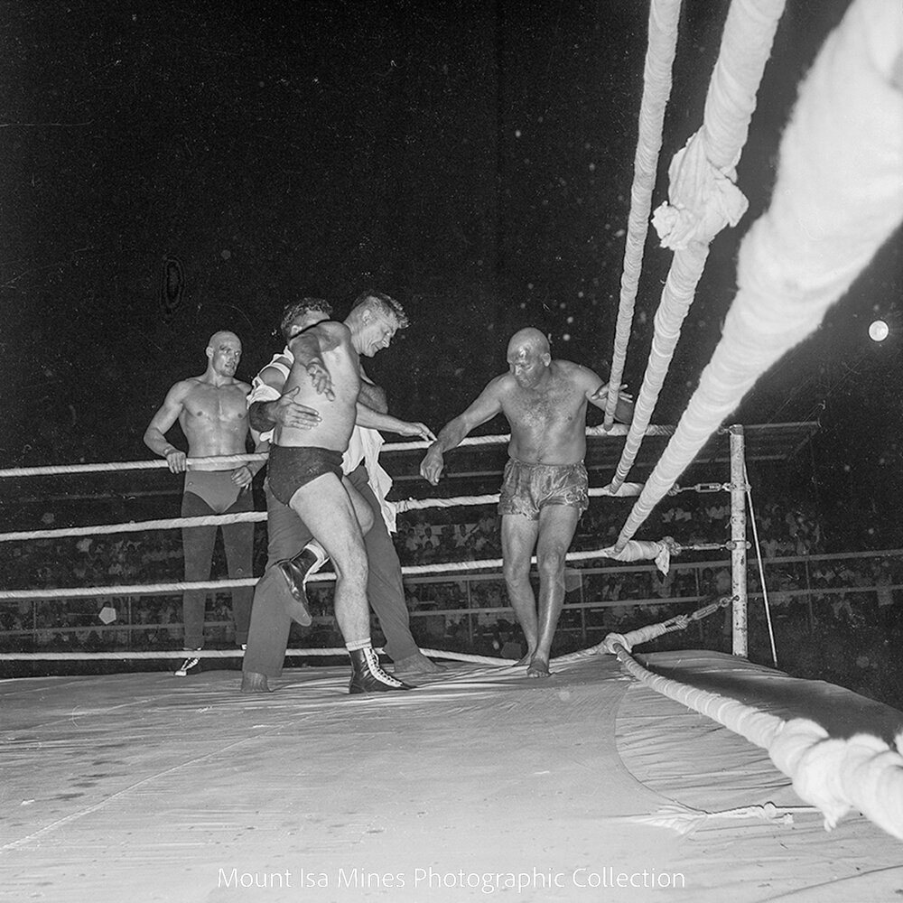 Wrestling Event at Sports Carnival, Pat Mackie centre, April 1964